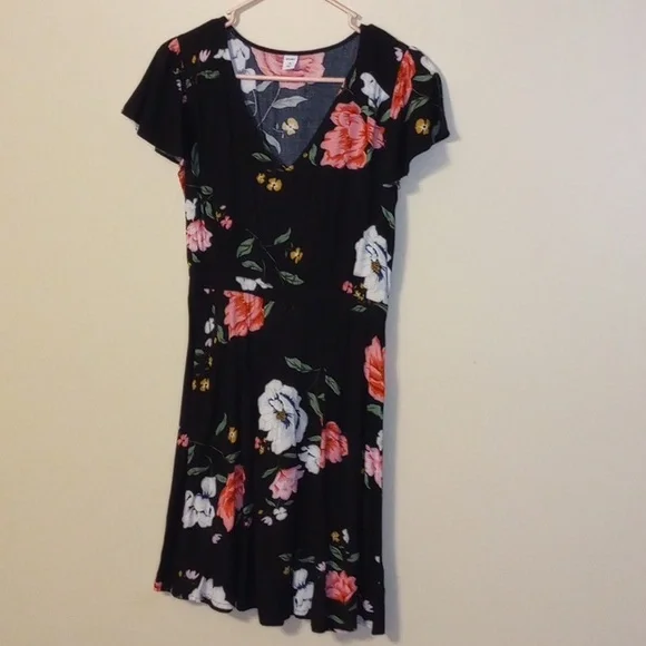 Black Floral XS Old Navy Dress - Picture 1 of 3
